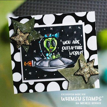 Whimsy Stamps EXTRA TERRESTRIAL Clear Stamps DP1107 spaceship
