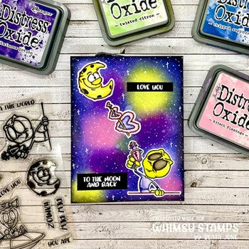 Whimsy Stamps EXTRA TERRESTRIAL Clear Stamps DP1107 moon