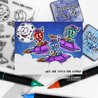 Whimsy Stamps EXTRA TERRESTRIAL Clear Stamps DP1107 full moon