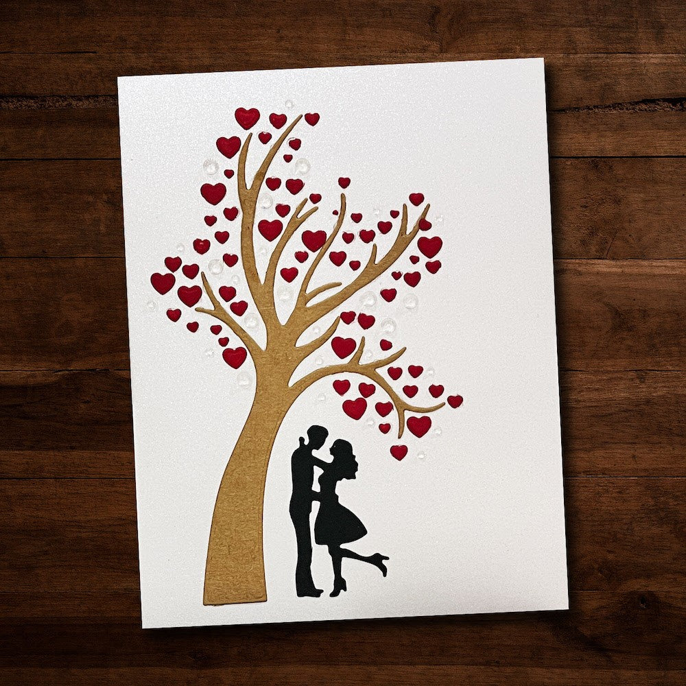 Paper Rose COUPLES IN LOVE Dies 28822 couple under a tree card