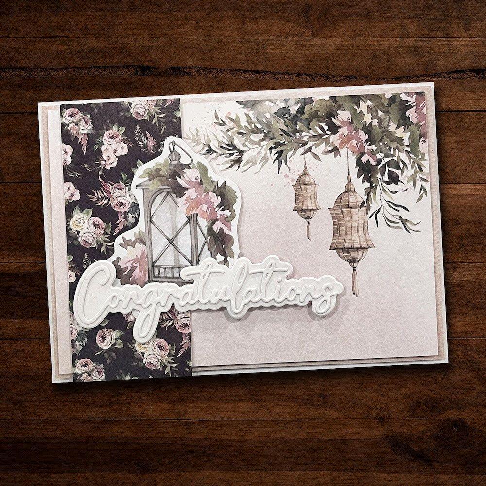 Paper Rose CONGRATULATIONS SMALL Die 28927 floral congrats card