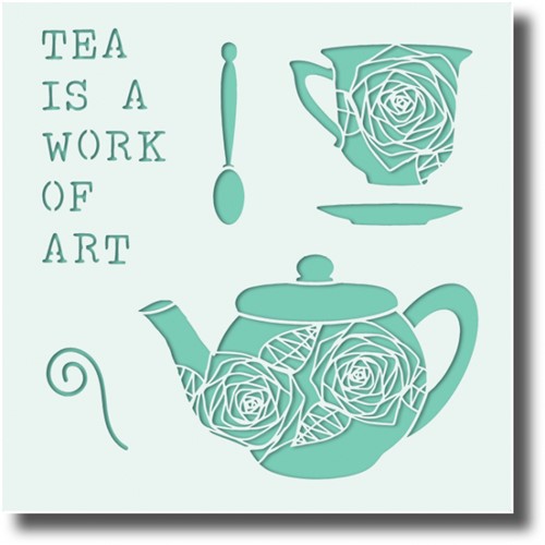 Impression Obsession Rose Tea Stencil STEN018-A1