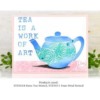 Impression Obsession Rose Tea Stencil STEN018-A1 Teapot
