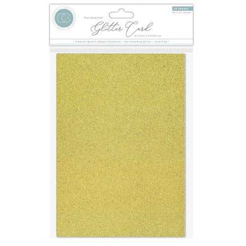 Craft Consortium The Essential Glitter Cardstock A4 10/Pkg-Gold