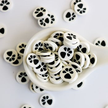 This Calls for Confetti Black and White Paw Prints Clay Embellishments