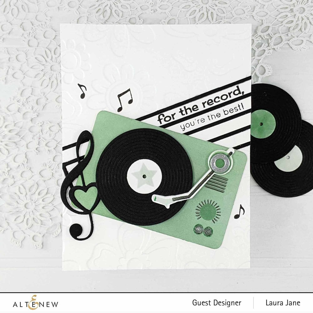 Altenew Mini Delight Vinyl Style Clear Stamp and Die Set ALT7592BN player