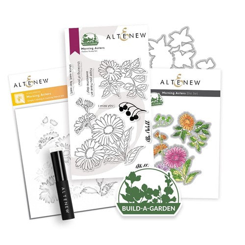 Products Altenew Build a Garden Morning Asters Clear Stamp Stencil and Blending Brush Set ALT7585BN