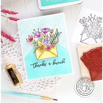 Hero Arts Rubber Stamp Floral Envelope K6489 thanks