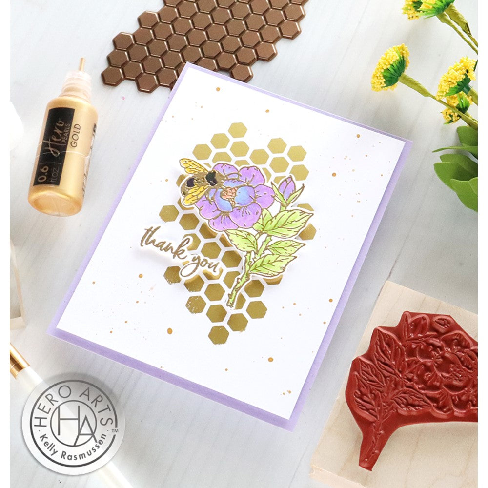 Hero Arts Rubber Stamp Bee and Floral H6488 honeycomb
