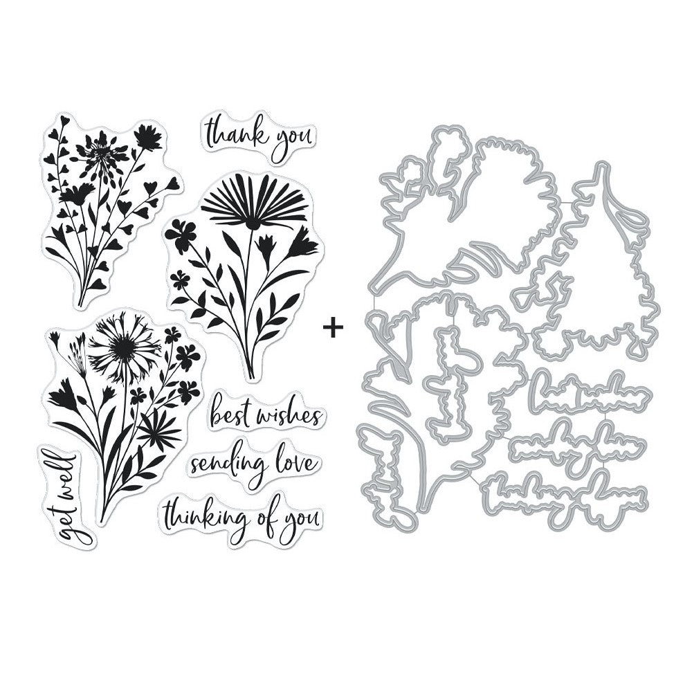 Hero Arts Floral Imprints Clear Stamp and Die Combo SB353