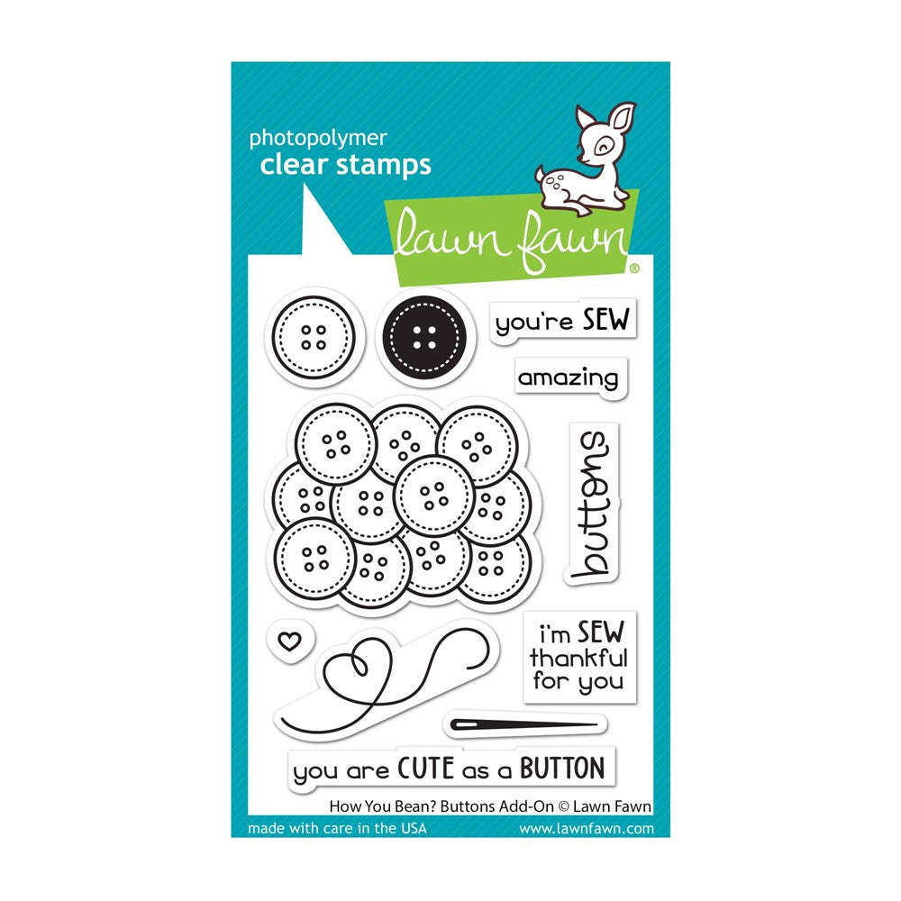 Lawn Fawn How You Bean? Buttons Add-On Clear Stamps lf3063