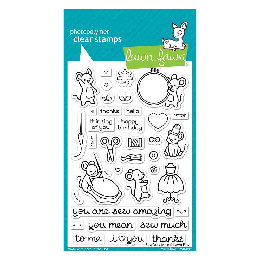 Lawn Fawn Sew Very Mice Clear Stamps lf3061