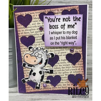 Riley and Company Funny Bones You're Not The Boss of Me Cling Rubber Stamp RWD-1112 hearts