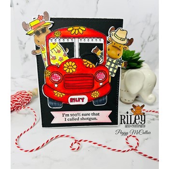 Riley and Company Funny Bones Shotgun Cling Rubber Stamp RWD-1123 bus