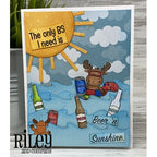 Riley and Company Funny Bones Beer N Sunshine Cling Rubber Stamp RWD-1114 moose