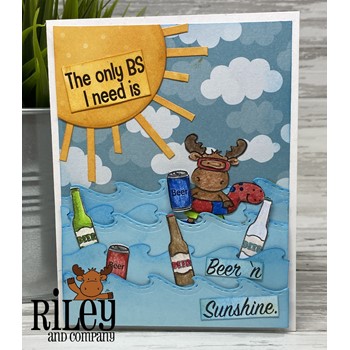 Riley and Company Funny Bones Beer N Sunshine Cling Rubber Stamp RWD-1114 moose