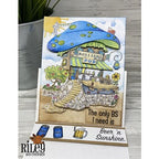 Riley and Company Funny Bones Beer N Sunshine Cling Rubber Stamp RWD-1114 mushroom