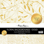 Paper Rose Floral Backgrounds Gold Foil 12x12 Paper 29197