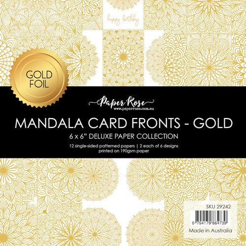 Paper Rose Mandala Card Fronts Gold Foil 6x6 Paper 29242