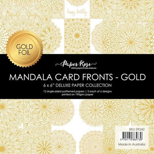 Paper Rose Mandala Card Fronts Gold Foil 6x6 Paper 29242