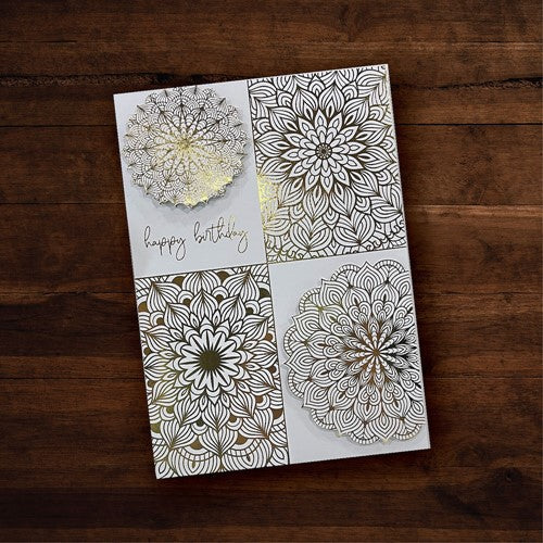 Paper Rose Mandala Card Fronts Gold Foil 6x6 Paper 29242 happy birthday