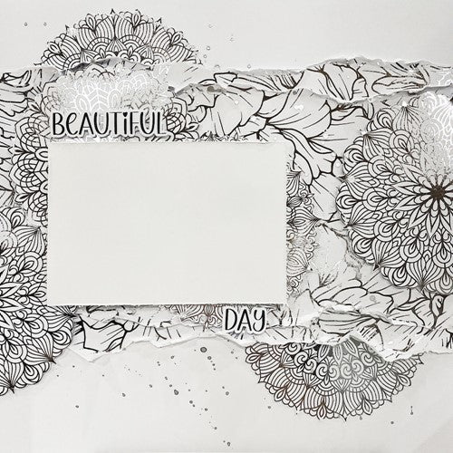 Paper Rose Mandala Card Fronts Silver Foil 12x12 Paper 29293 frame