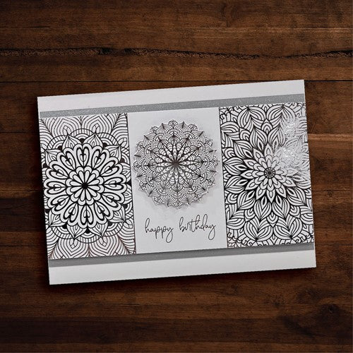 Paper Rose Mandala Card Fronts Silver Foil 6x6 Paper 29314 happy birthday
