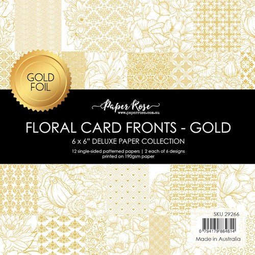 Paper Rose Floral Card Fronts Gold Foil 6x6 Paper 29266