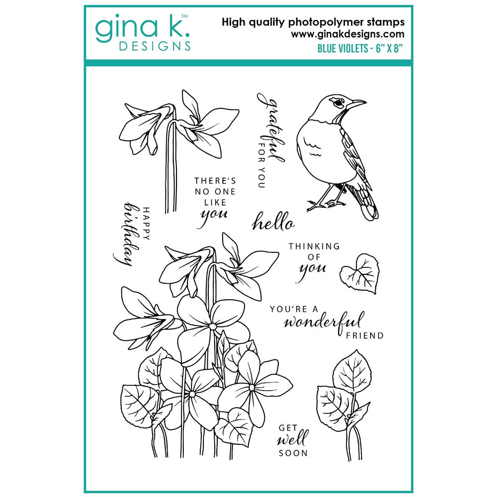 Gina K Designs Blue Violets Clear Stamps as24