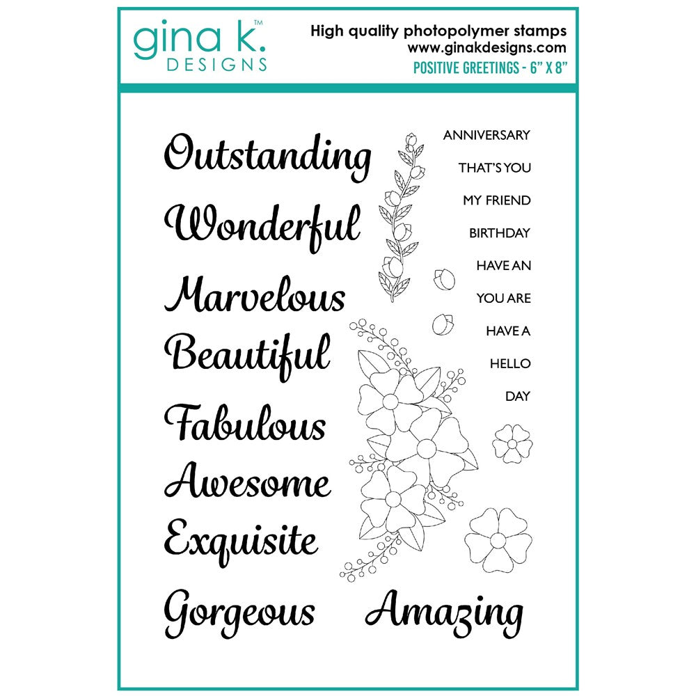 Gina K Designs Positive Greetings Clear Stamps dw14
