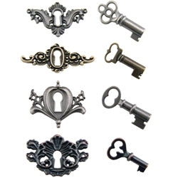 Simon Says Stamp! Tim Holtz Idea-ology LOCKET KEYS Metal Hardware Keyhole  TH92822