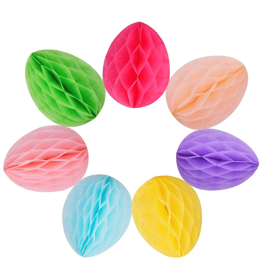 Easter Egg Honeycomb Paper Decorations set of 7 x0037 – Simon Says