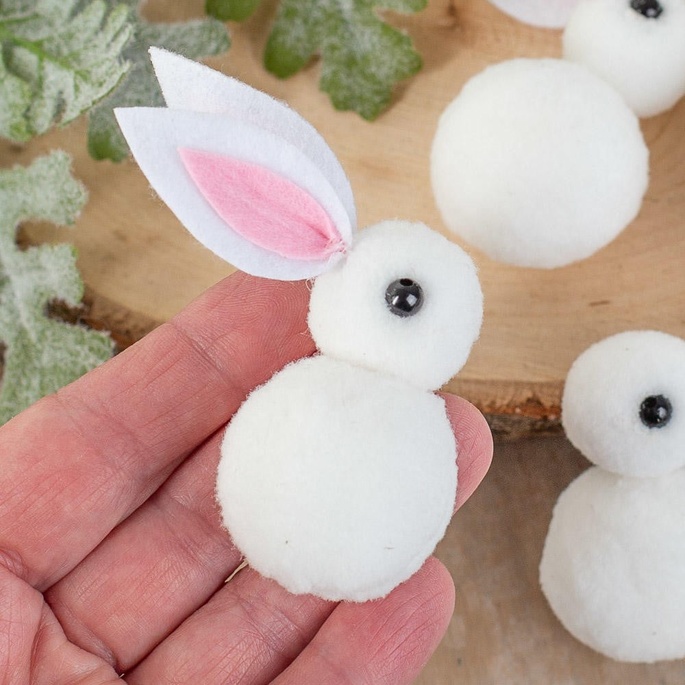 White Pom Pom Easter Bunnies 62928 up close side profile picture