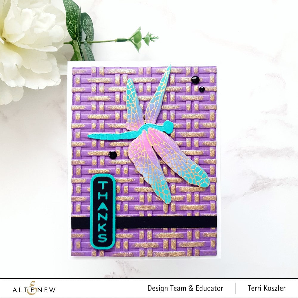 Altenew Wicker Texture 3D Embossing Folder ALT7661 dragonfly