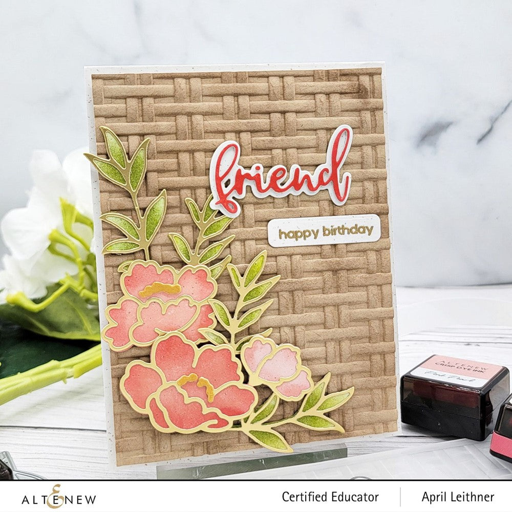 Altenew Wicker Texture 3D Embossing Folder ALT7661 happy birthday friend