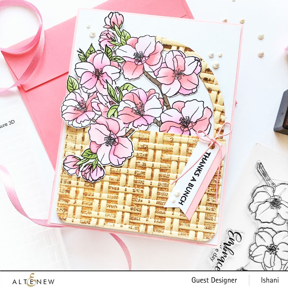Altenew Wicker Texture 3D Embossing Folder ALT7661 blooms