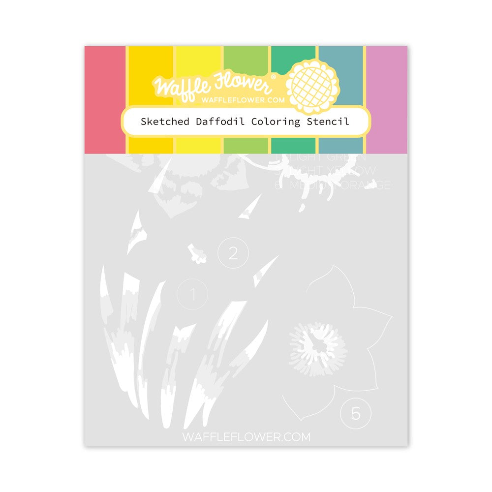 Waffle Flower Sketched Daffodil Coloring Stencils 421253