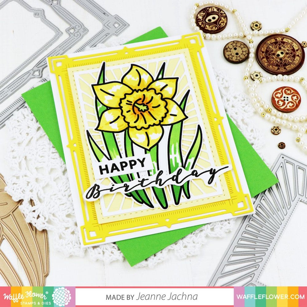 Waffle Flower Sketched Daffodil Dies 421252 Happy Birthday
