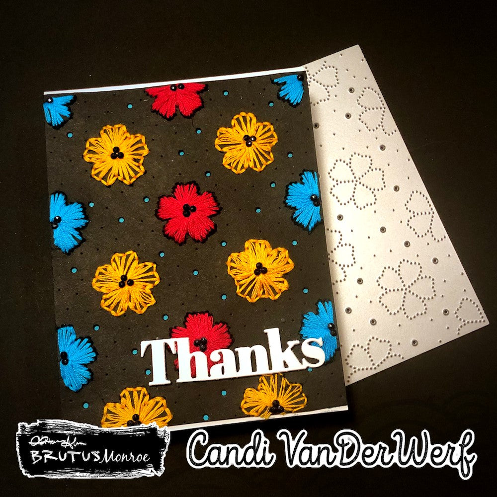 Brutus Monroe Flowers A2 Pierce Die bru2061 stitched