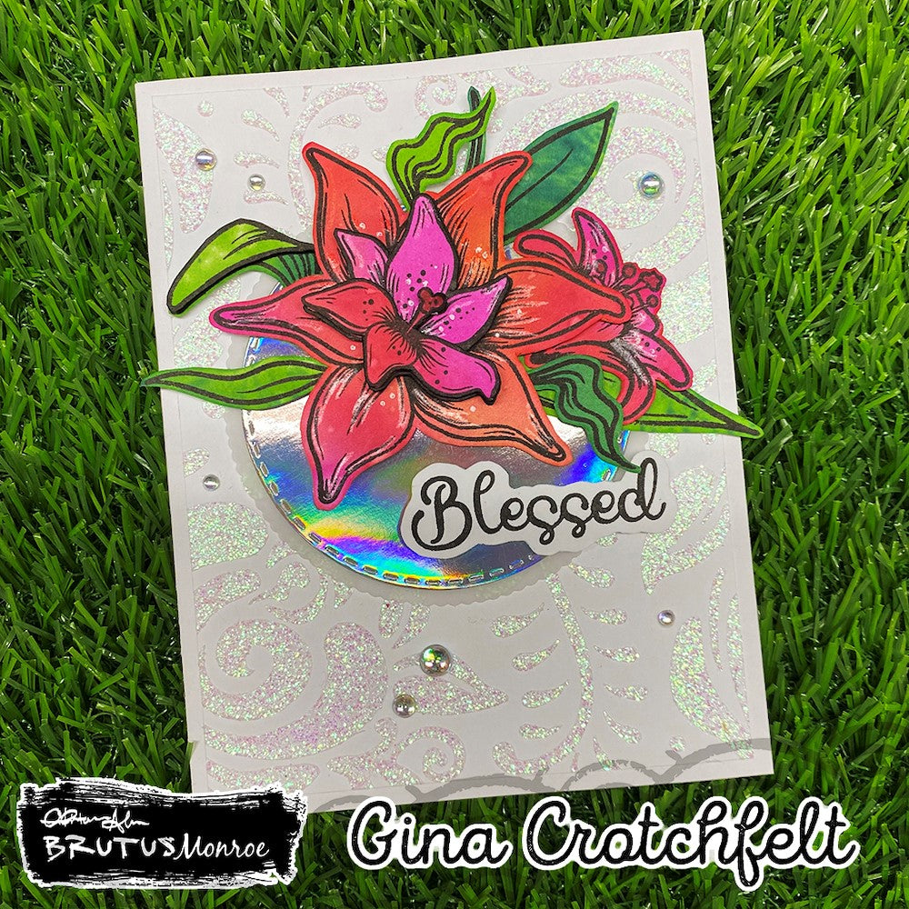 Brutus Monroe Lovely Lilies Clear Stamp Set bru0746 iridescent