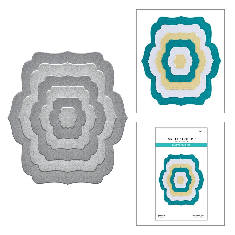 S4-229 Spellbinders Labels 5 Etched Dies detail die