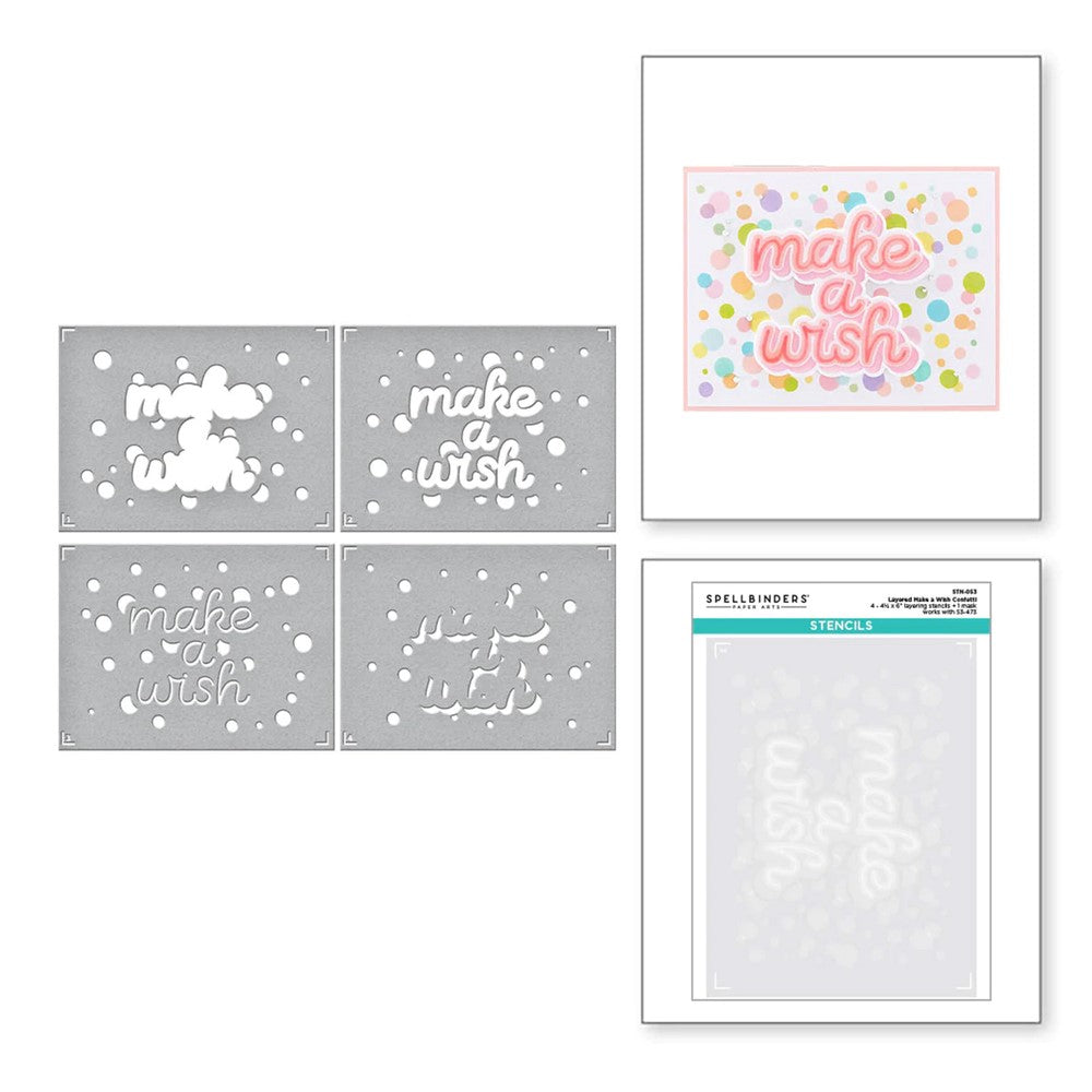 STN-033 Spellbinders Layered Make A Wish Confetti Stencils detail