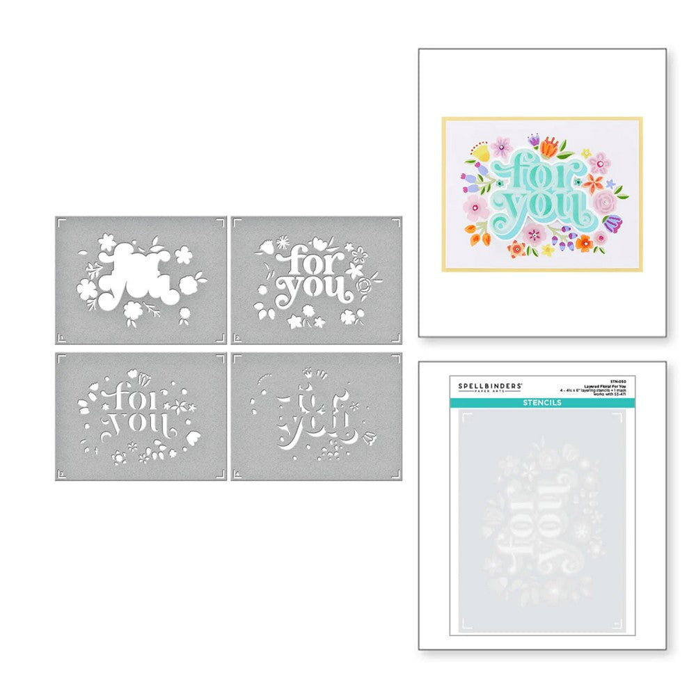 STN-052 Spellbinders Layered Floral For You Stencils detail