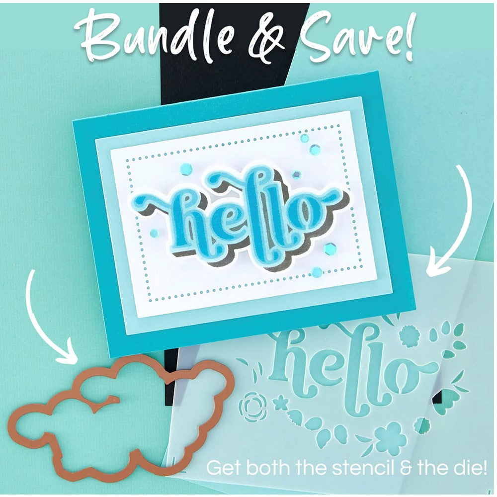 BD-0750 Spellbinders Floral Hello from Stencil and Die Set Hello