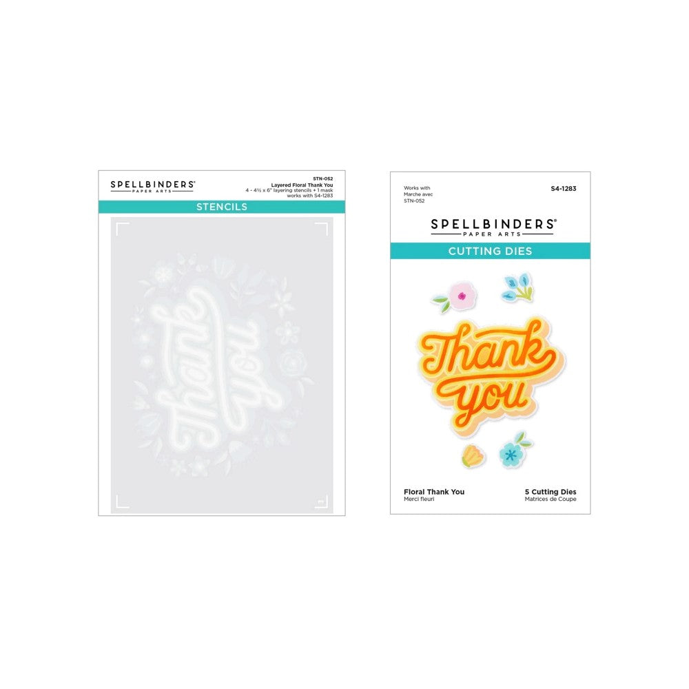 STN-052 Spellbinders Layered Floral Thank You Stencils
