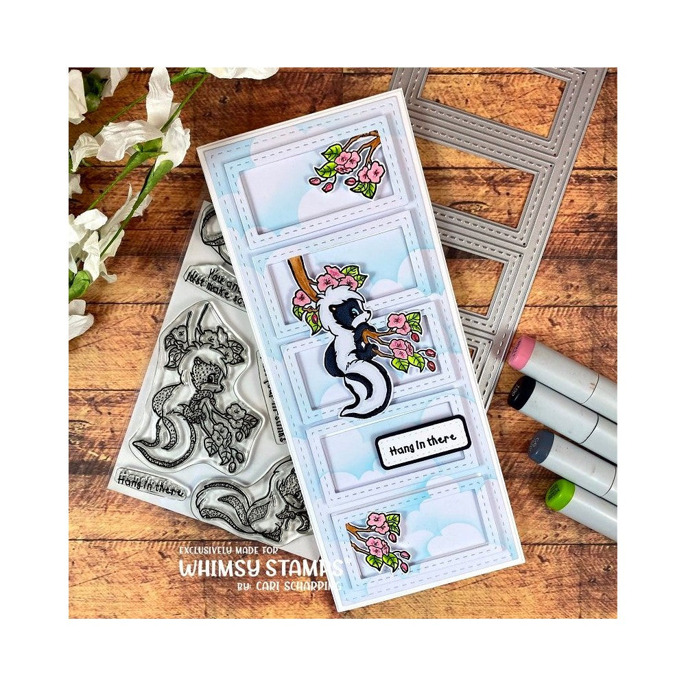 Whimsy Stamps Odorable Skunks Clear Stamps C1413 hang in there