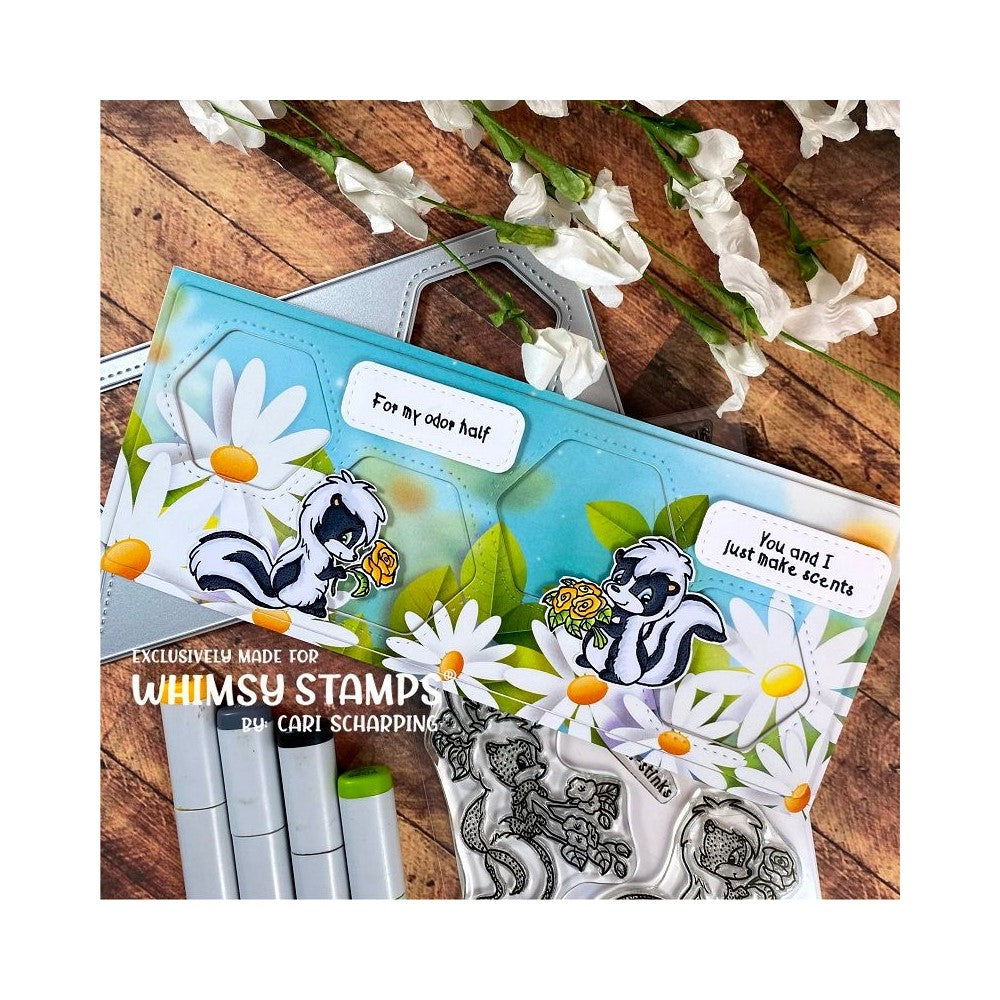 Whimsy Stamps Odorable Skunks Clear Stamps C1413 hexagons