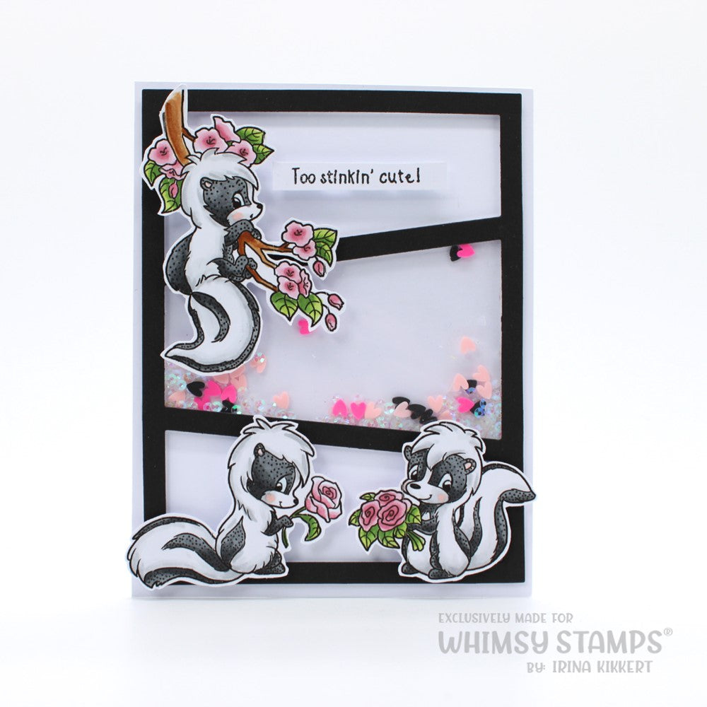 Whimsy Stamps Odorable Skunks Clear Stamps C1413 shaker