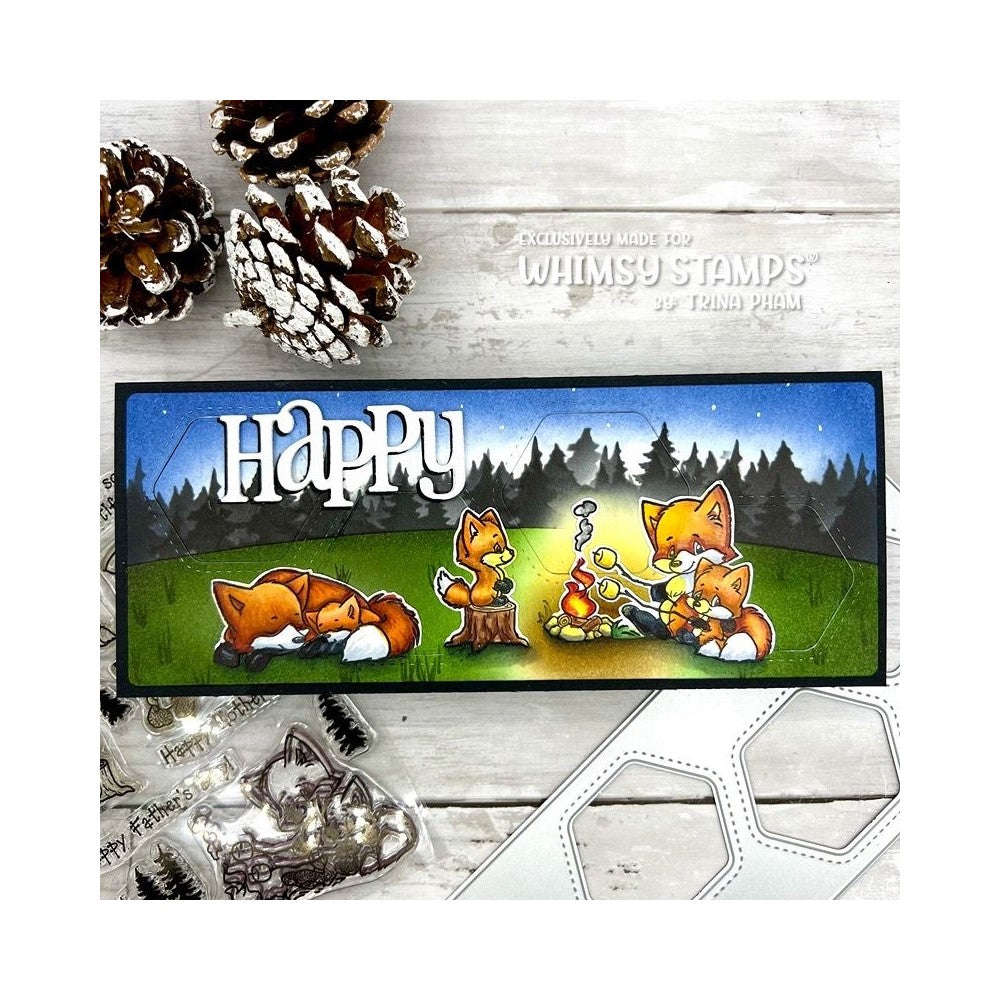 Whimsy Stamps Fox Family Clear Stamps C1412 happy