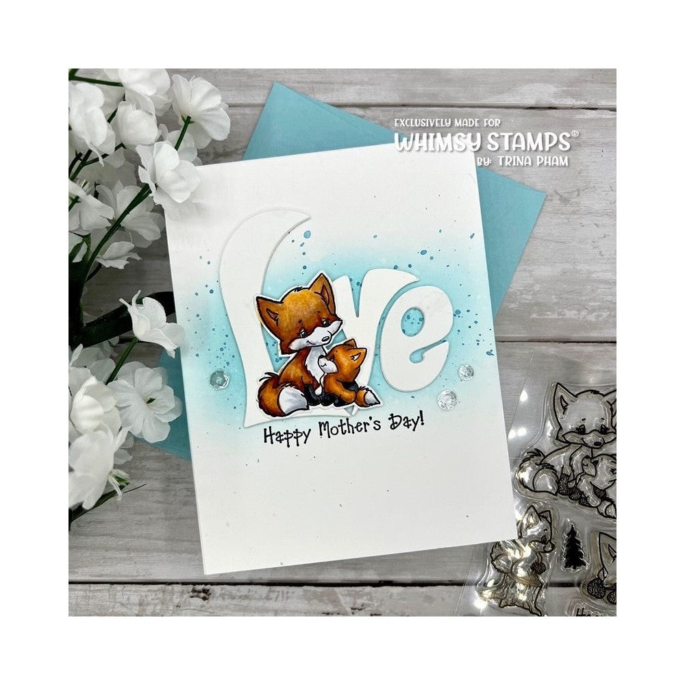 Whimsy Stamps Fox Family Clear Stamps C1412 love